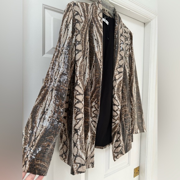 Mango Sequin Snake Print Blazer Jacket Size Large - Picture 4 of 8
